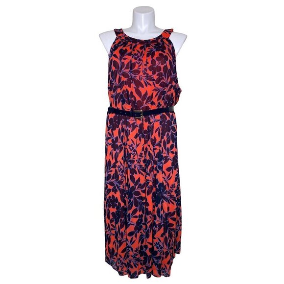 Tommy Hilfiger NWOT Floral Chiffon Halter Midi Dress, Multicolor Women’s 24W - Picture 2 of 11